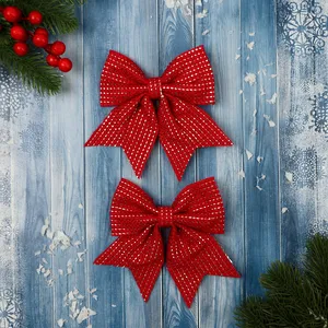 Бант новогодний красный, 2 шт.