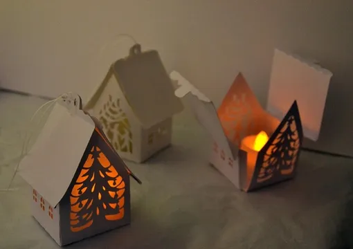 Фонарики из картонных коробок Фонарики из картонных коробок