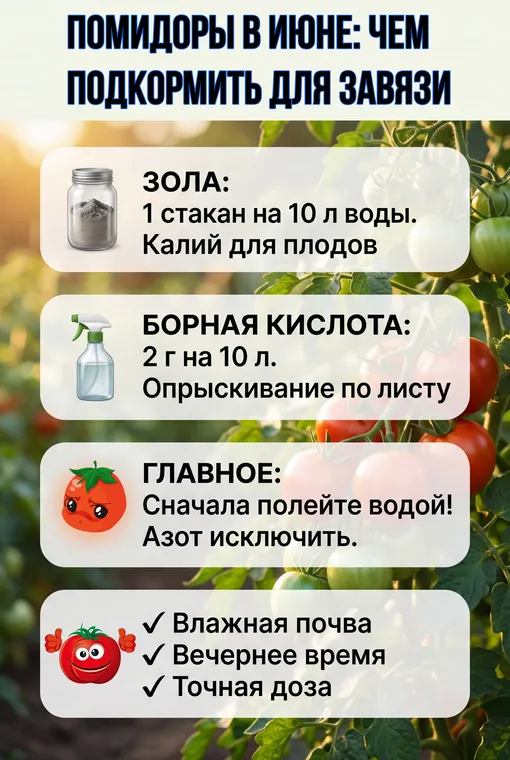 ПОМИДОРЫ В ИЮНЕ: ЧЕМ ПОДКОРМИТЬ ДЛЯ ЗАВЯЗИ